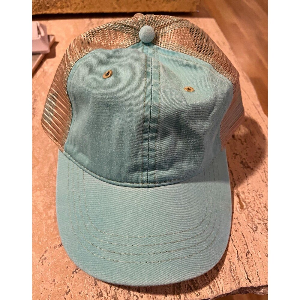 Spearmint/Beige Mesh Back Adjustable Trucker Hat, One Size  Casual Solid